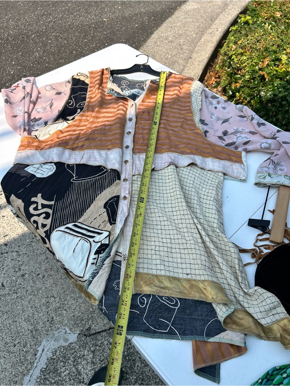 Mixed-Panel Boho Blouse - Yellow Stripe Mix - Picture 13 of 13